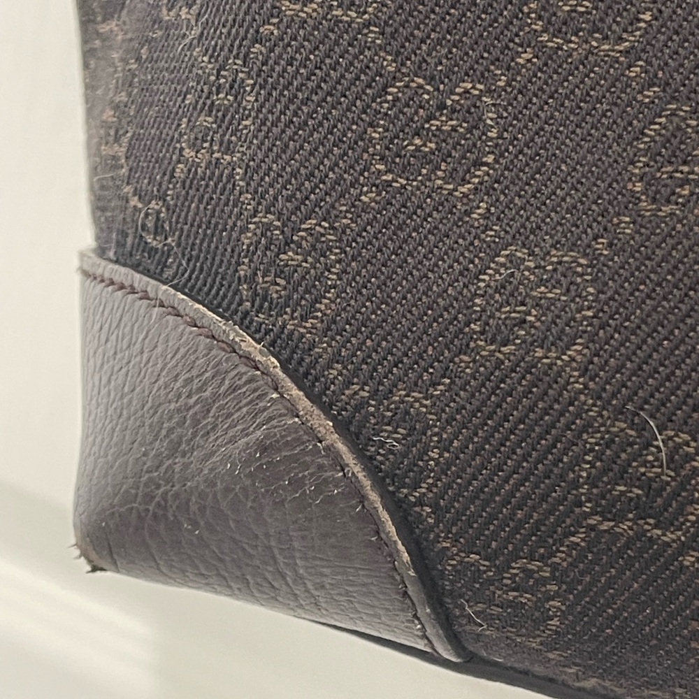 Gucci Chocolate Denim Monogram Tote Bag W/Braided Handles and Tassels - Picture 6 of 15